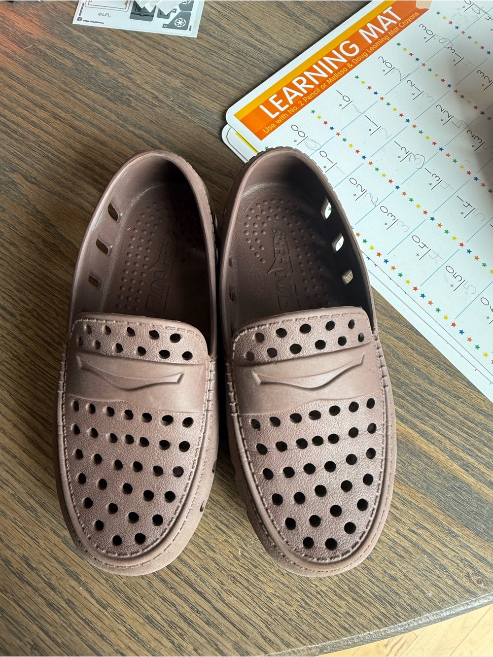 Boys size 12 Perforated Casual Loafers in Brown - Lightweight Slip-On ~Floafers